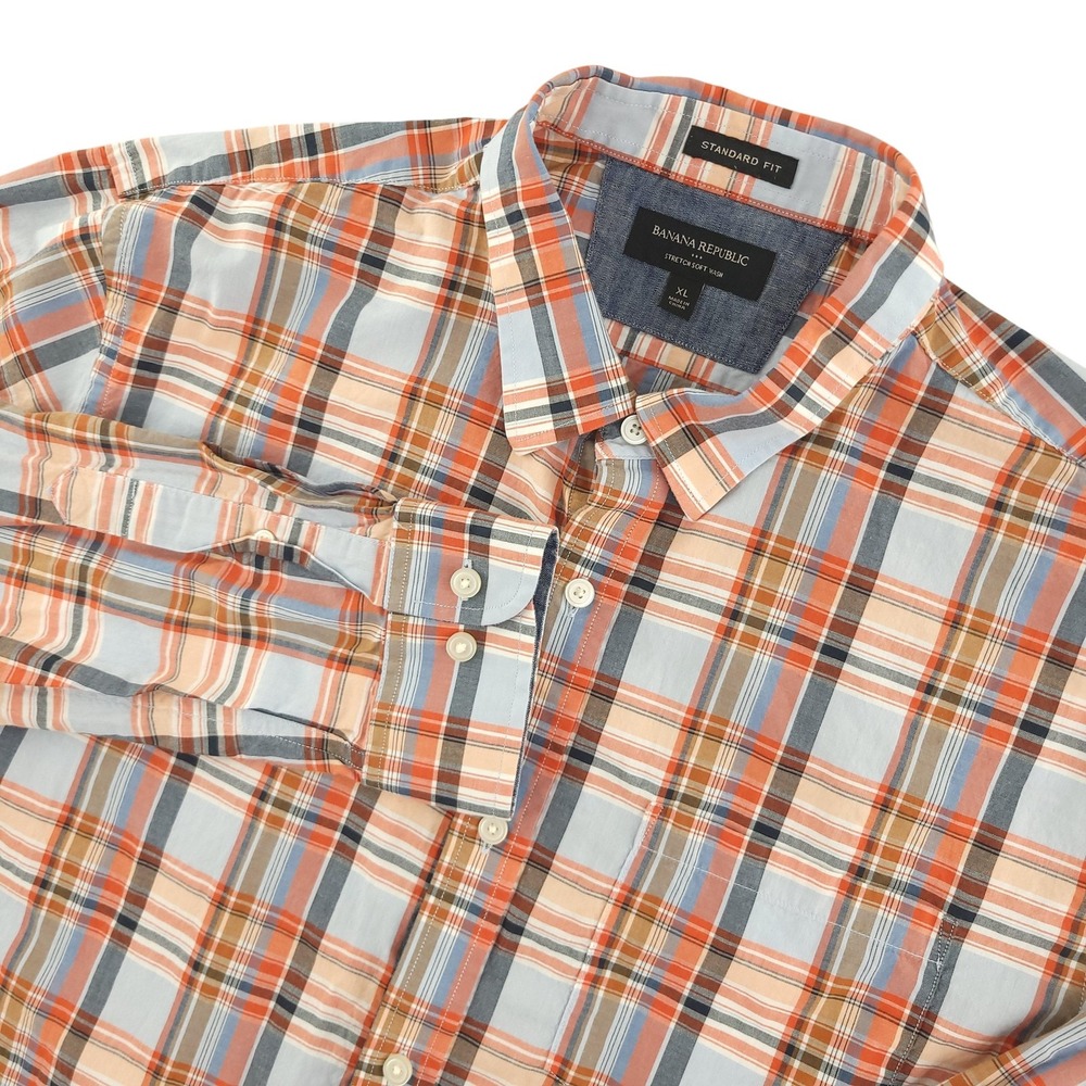 Banana Republic Shirt Mens XL Multicolor Plaid Long Sleeve Button Up Soft Wash